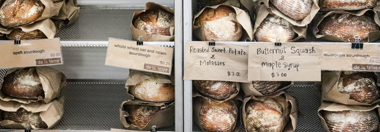 Displaying a wide variety of breads on display for customers to choose from