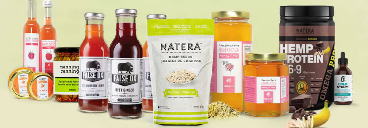 New Harvest Horizons display of product offerings from sauces to syrups