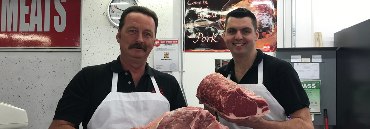 Ray Jepson the fourth generation & his father Ron poses on front of Jepson's Stall