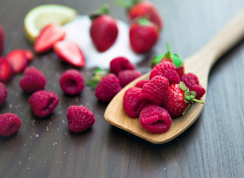 Ontario Raspberries on display on a kitchen counter