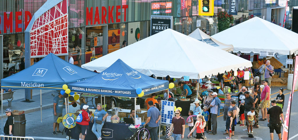 outdoor market in the streets of downtown Hamilton