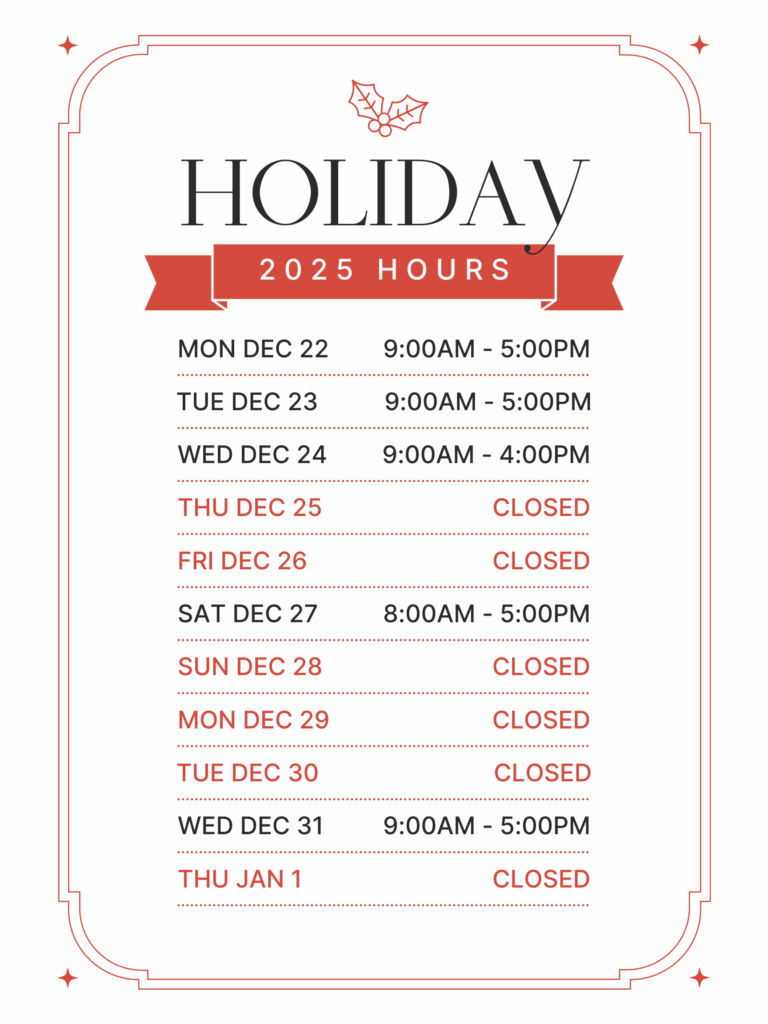 2025 holiday hours